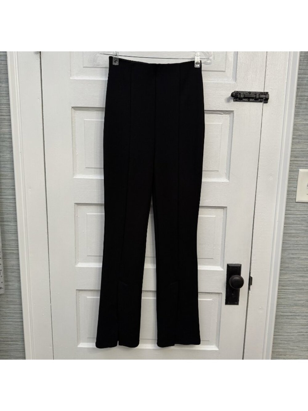 H&M Women’s S Black Ponte Pintuck Seam Pull On Flare Dress Pants 31”